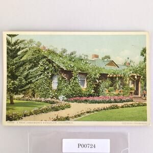 Rose Embowered Bungalow California 1940s Postcard Religious Advert on Back